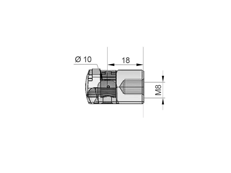 UNIVERSAL BOOT- CARGO / AREA GAS SPRING E:18 Ø10 M8 Flat Plastic Trunnion