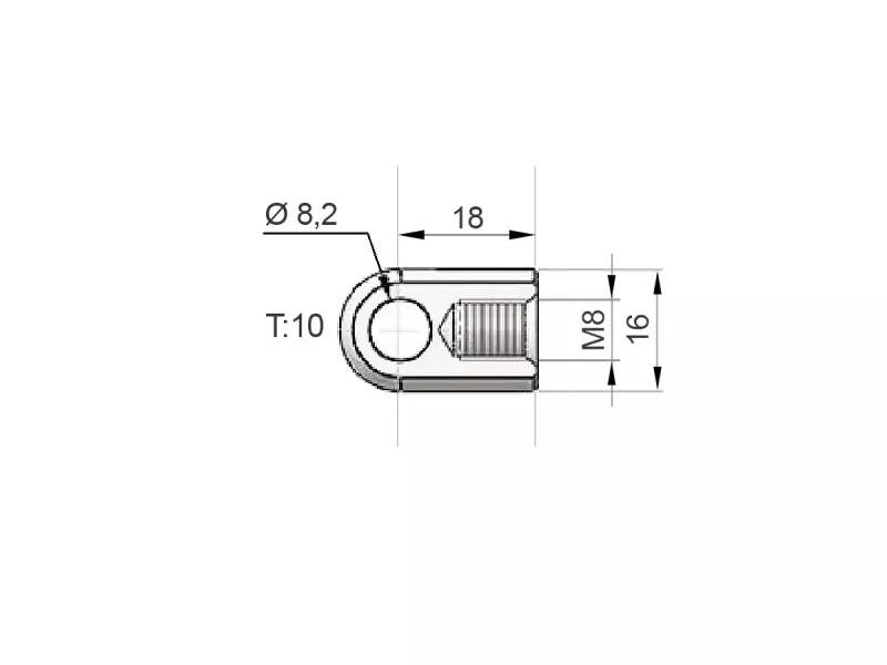 UNIVERSAL BOOT- CARGO / AREA GAS SPRING E:18 T:10 Ø8.2 G:16 M8 left title