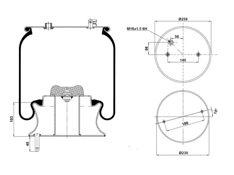 Air Spring Metal Piston