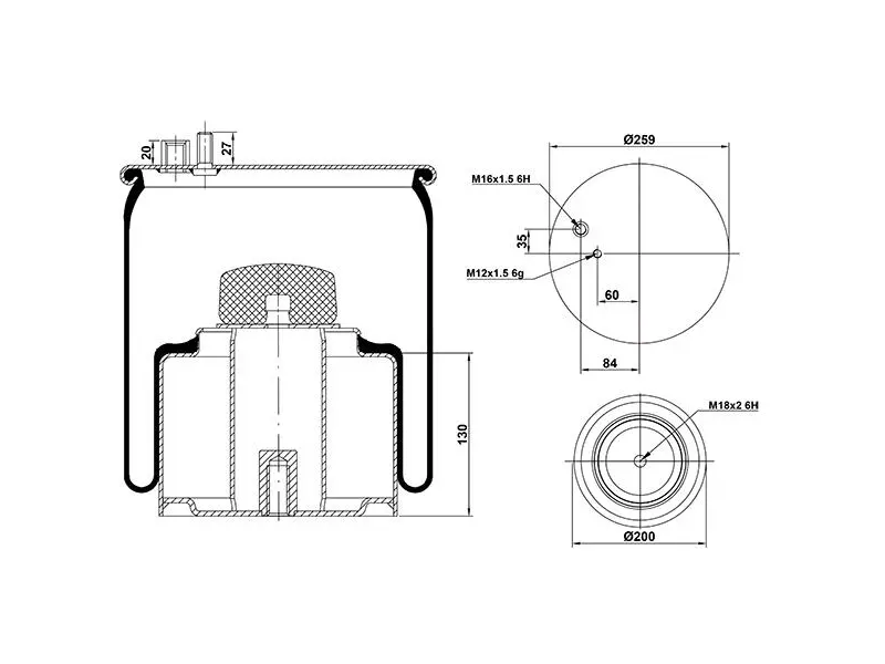 Air Spring Metal Piston