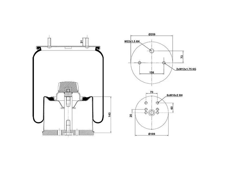 Air Spring Metal Piston