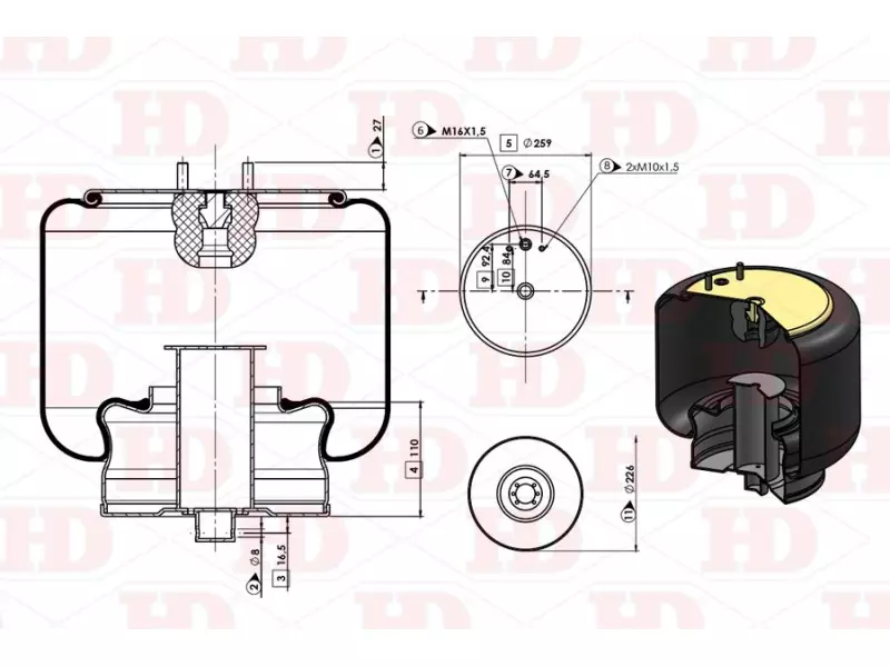 Air Spring Metal Piston