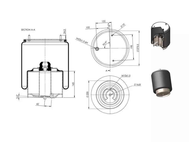 Air Spring Metal Piston