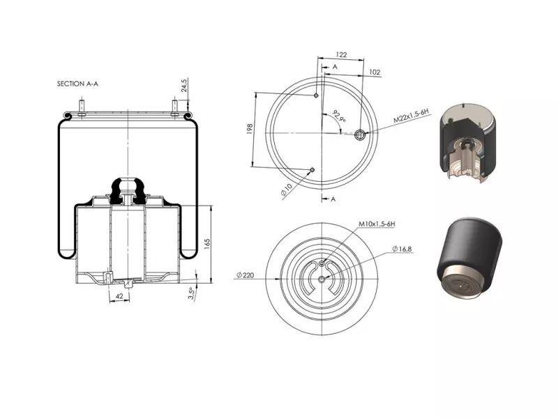 Air Spring Metal Piston