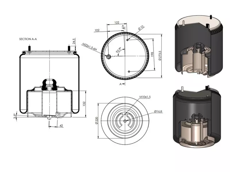 Air Spring Metal Piston