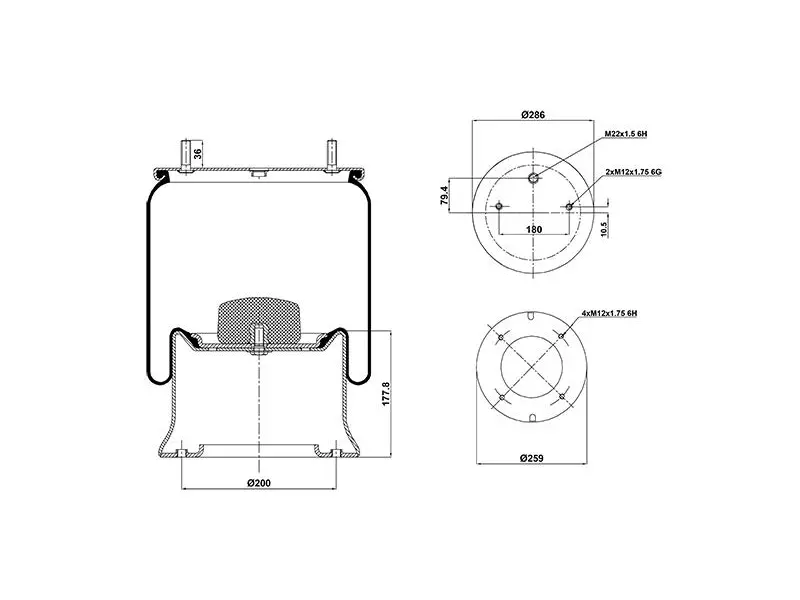 Air Spring Metal Piston