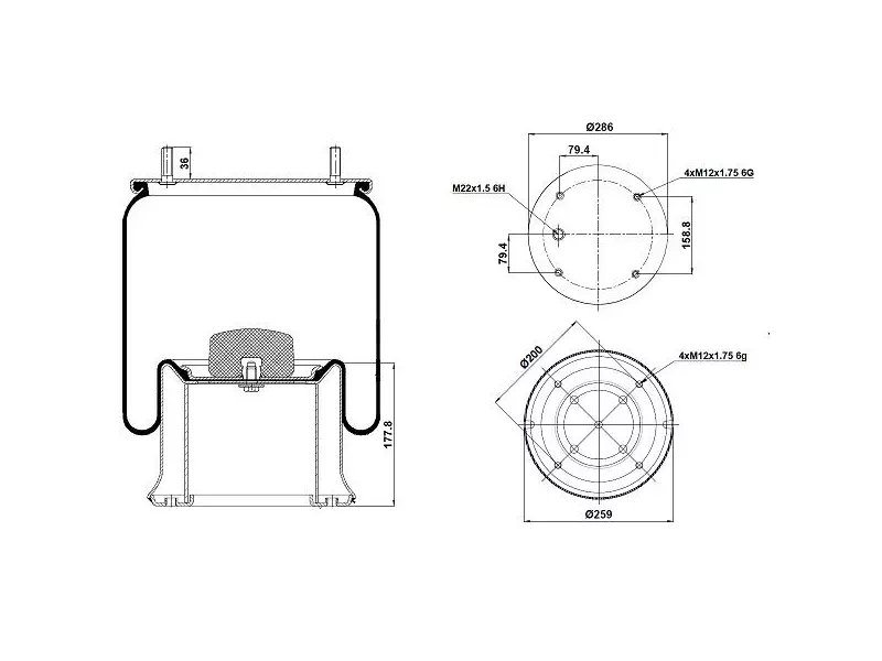 Air Spring Metal Piston