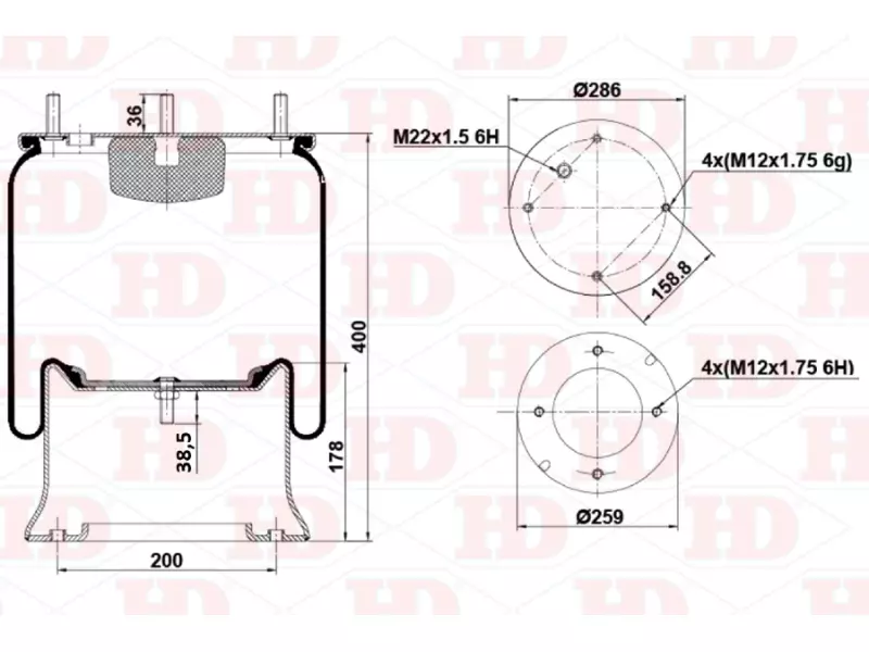 Air Spring Metal Piston