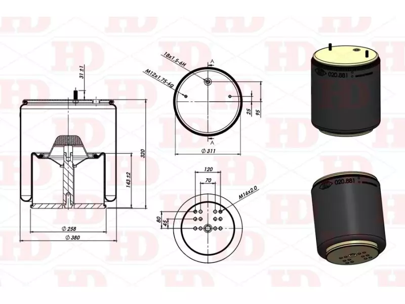 Air Spring Metal Piston