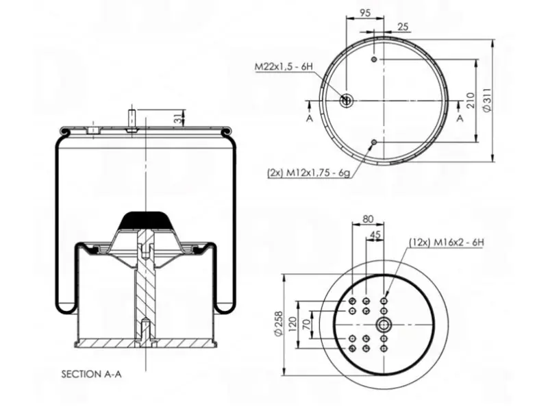 Air Spring Metal Piston
