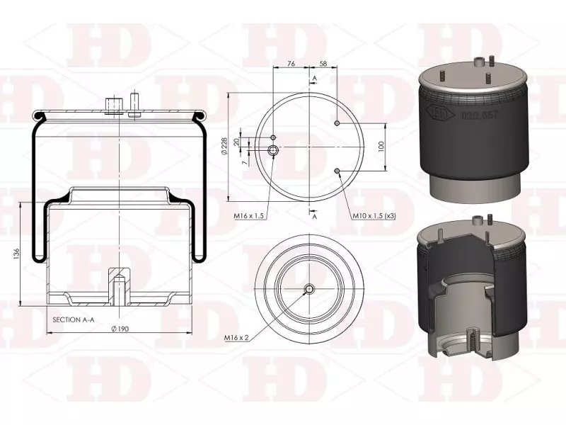 Air Spring Metal Piston