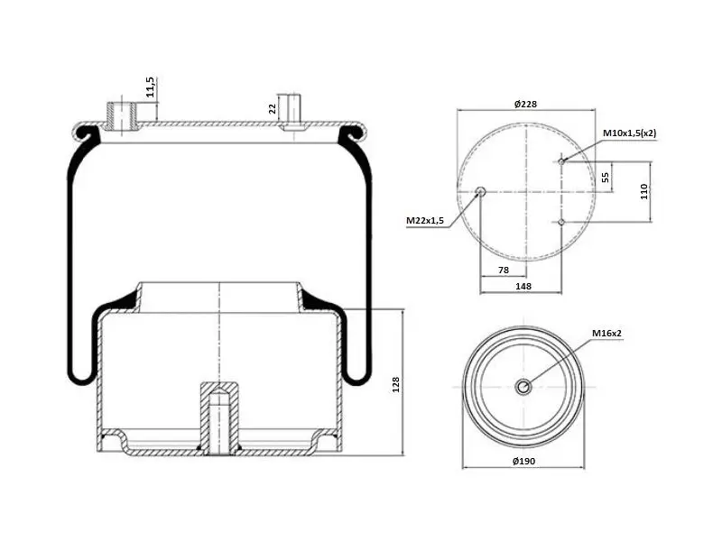 Air Spring Metal Piston