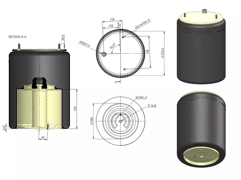 Air Spring Metal Piston