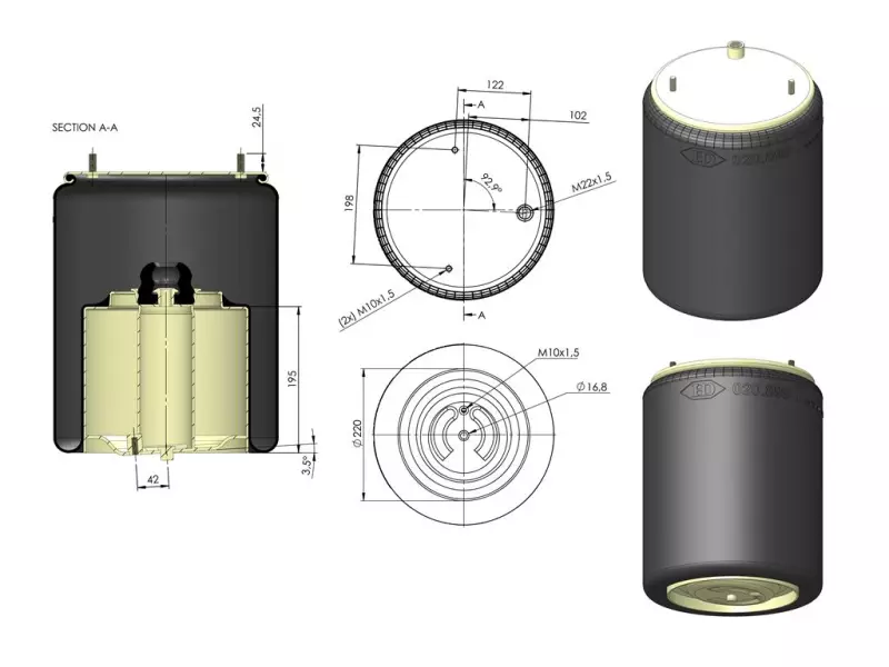 Air Spring Metal Piston