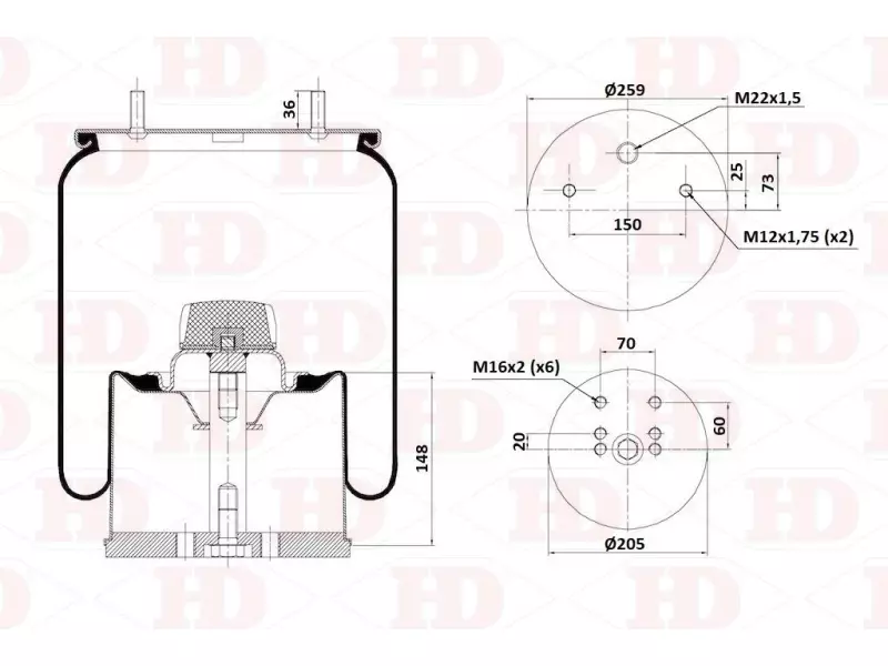 Air Spring Metal Piston
