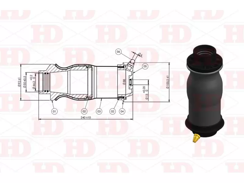 Air Bellow, Without Shock Absorber, Cab