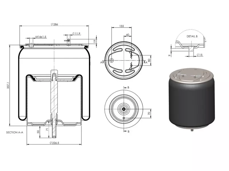 Air Spring Metal Piston