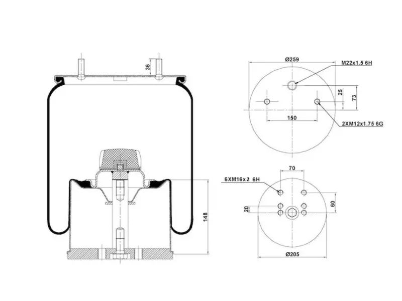 Air Spring Metal Piston